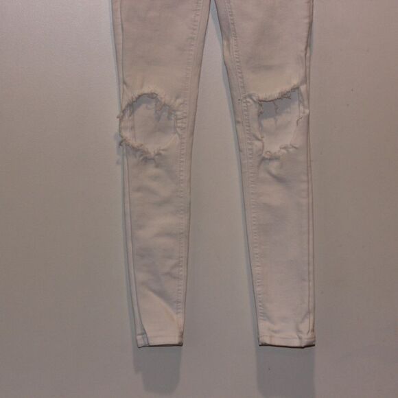 Free People Mis rise White Distressed Skinny Jeans Women Size 24 - Picture 4 of 10